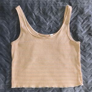 Stripped Yellow and White PacsSun Cropped Tank Medium